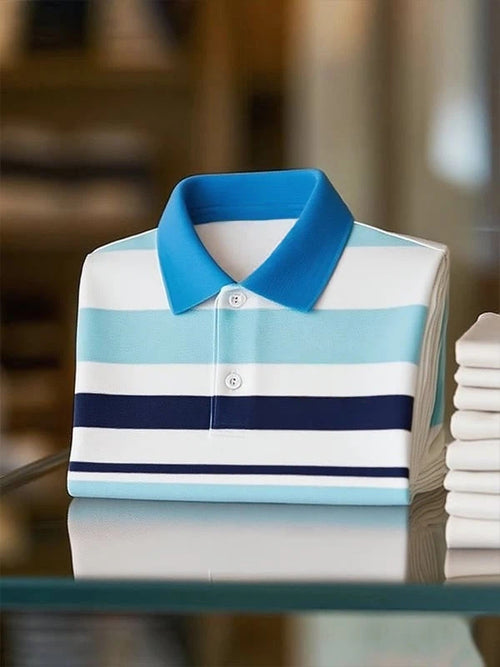 Men's Classic Business Logo Button Short Sleeve Polo Shirt
