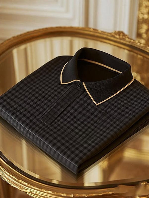 Men's Classic Business Logo Button Short Sleeve Polo Shirt