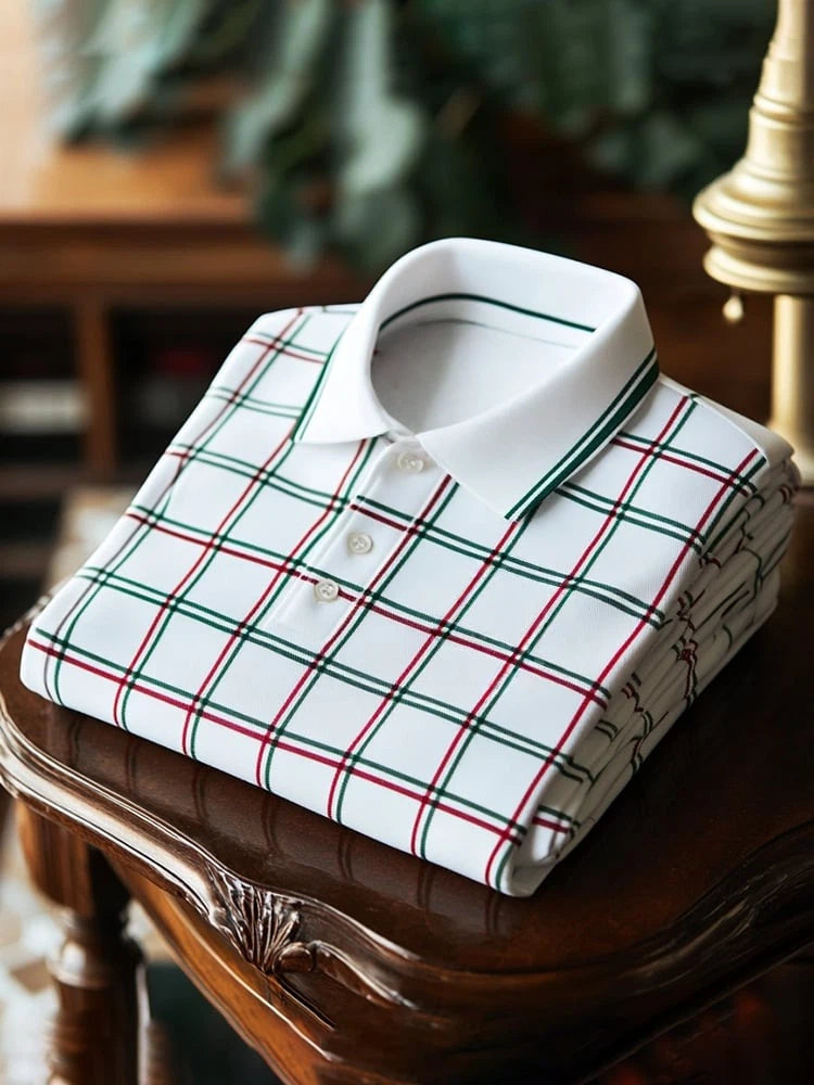 Men's Classic Business Logo Button Short Sleeve Polo Shirt