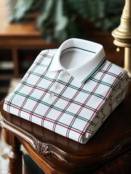 Men's Classic Business Logo Button Short Sleeve Polo Shirt