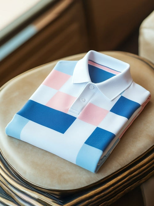 Men's Classic Business Logo Button Short Sleeve Polo Shirt
