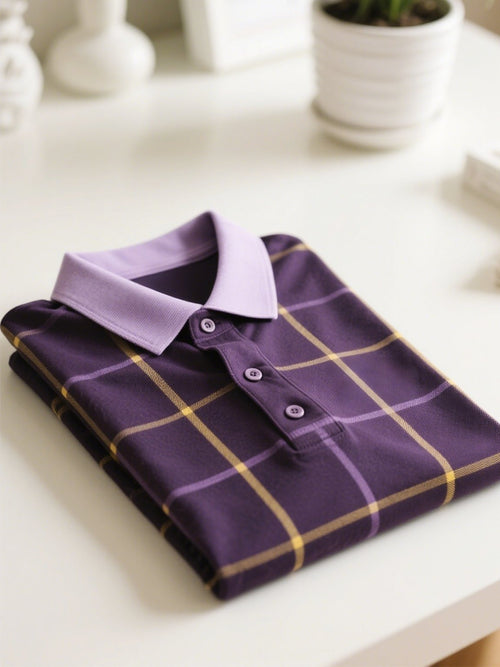 Men's Business Casual Button Short Sleeve Polo Shirt