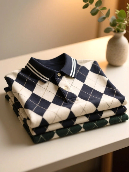 Men's Business Casual Button Short Sleeve Polo Shirt