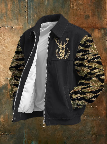 Men's Vintage Western Print Corduroy Casual Jacket
