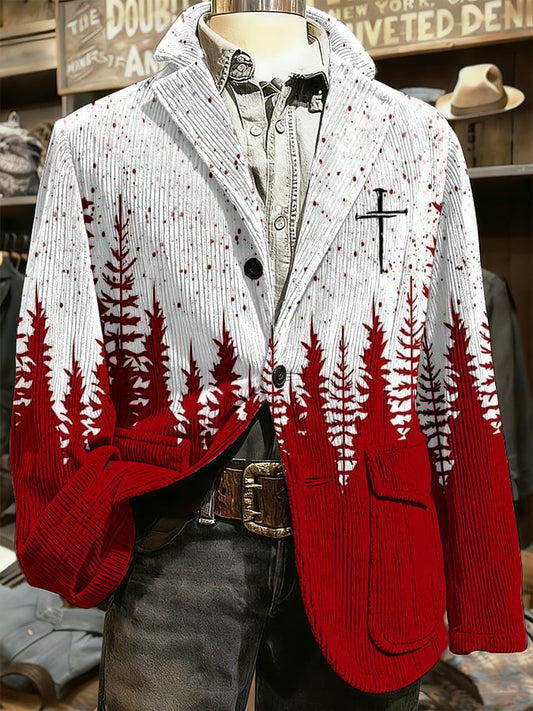 Men's Christmas Faith Design Print Casual Coat