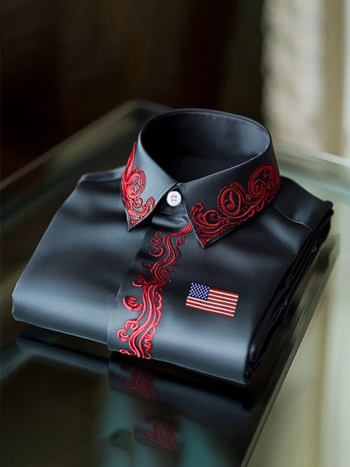 Men's Independence Day Flag Fashion Business Luxury Design Embroidery