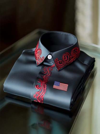 Men's Independence Day Flag Fashion Business Luxury Design Embroidery