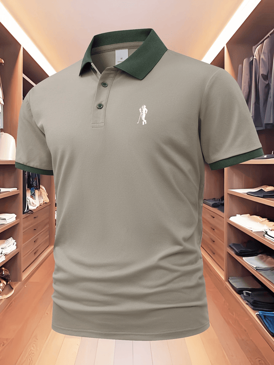 Men's Business Logo Button-Down Short Sleeve Polo Shirt