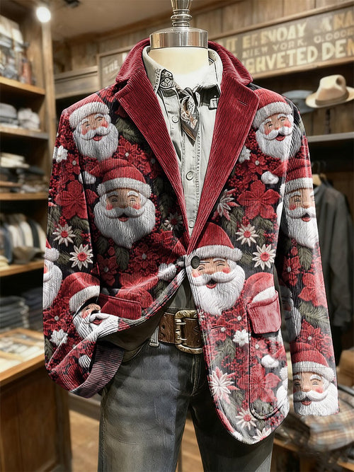 Men's Corduroy Santa Claus Lapel Suit Jacket