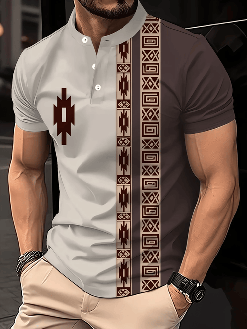 Men's Casual Short Sleeve Henley T-Shirt