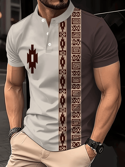 Men's Casual Short Sleeve Henley T-Shirt