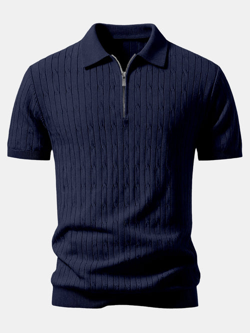 Twisted Jacquard Zipper Knit Polo