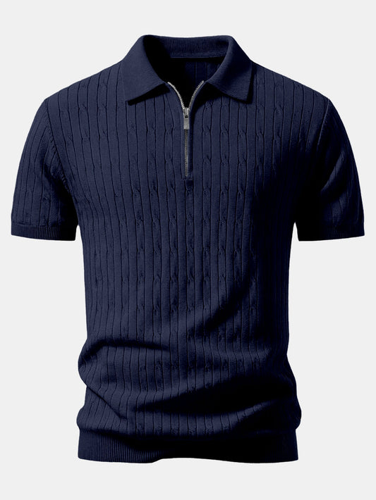 Twisted Jacquard Zipper Knit Polo