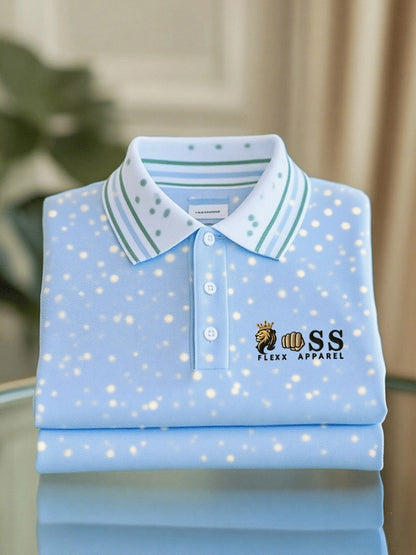 Men's Business Casual Printed Short Sleeve Polo Shirt