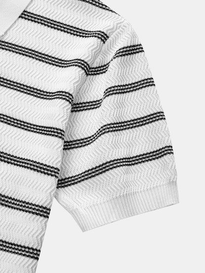 Striped Zipper Knit Polo