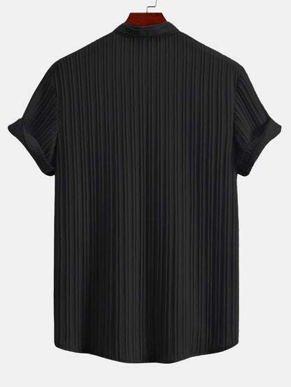 Textured Stand Collar Shirt