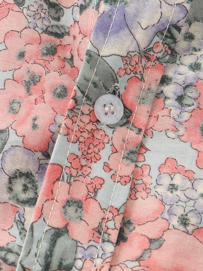 Men's Vintage Floral Print Summer Casual Pink Short Sleeve Shirt