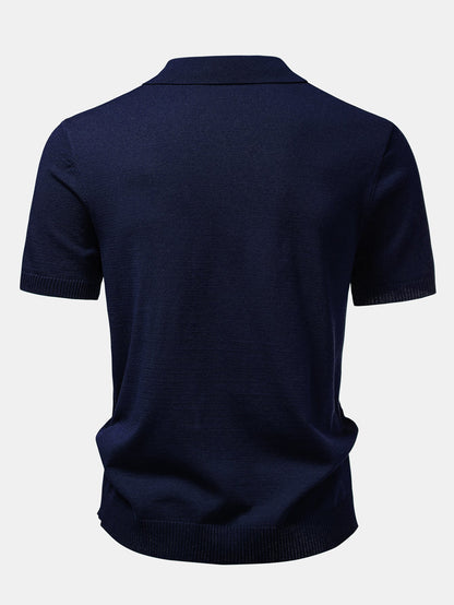 Textured Jacquard Button Up Knit Shirt
