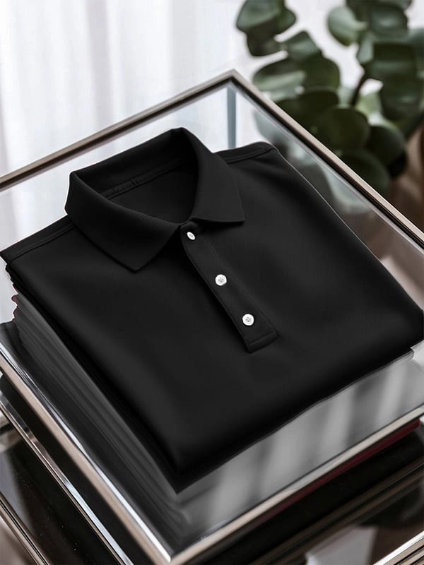 Men's Business Casual Button Short Sleeve Polo Shirt