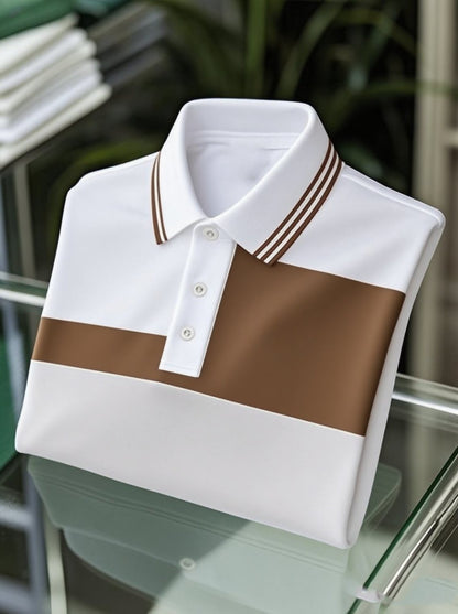 Men's Business Casual Button Short Sleeve Polo Shirt