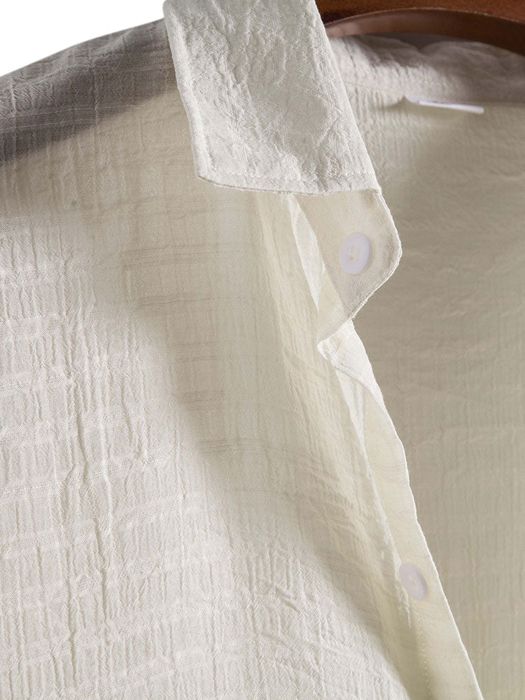 Textured Fabric Short Sleeve Shirt