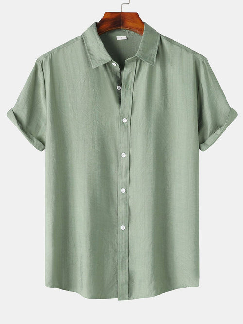 Short Sleeve Textured Button Up Shirt