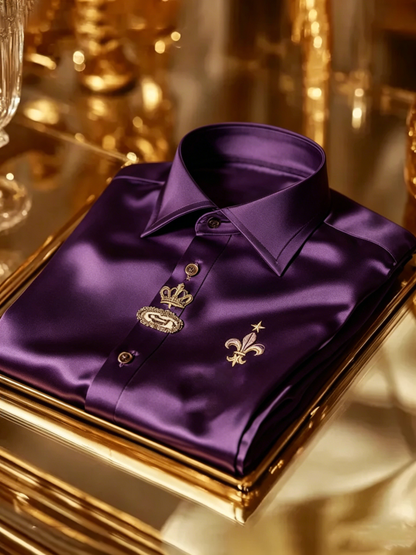 Men's Satin Long Sleeve Business Shirt