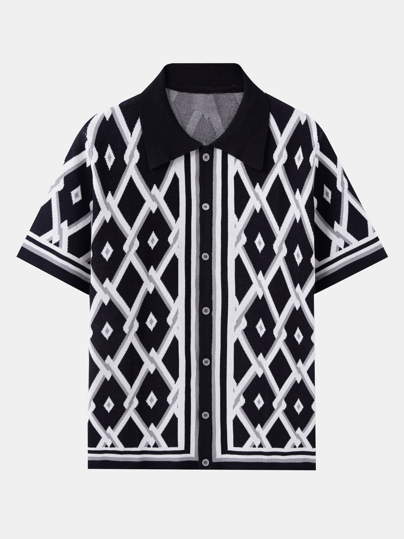 Retro Rhombus Geometric Knit Shirt