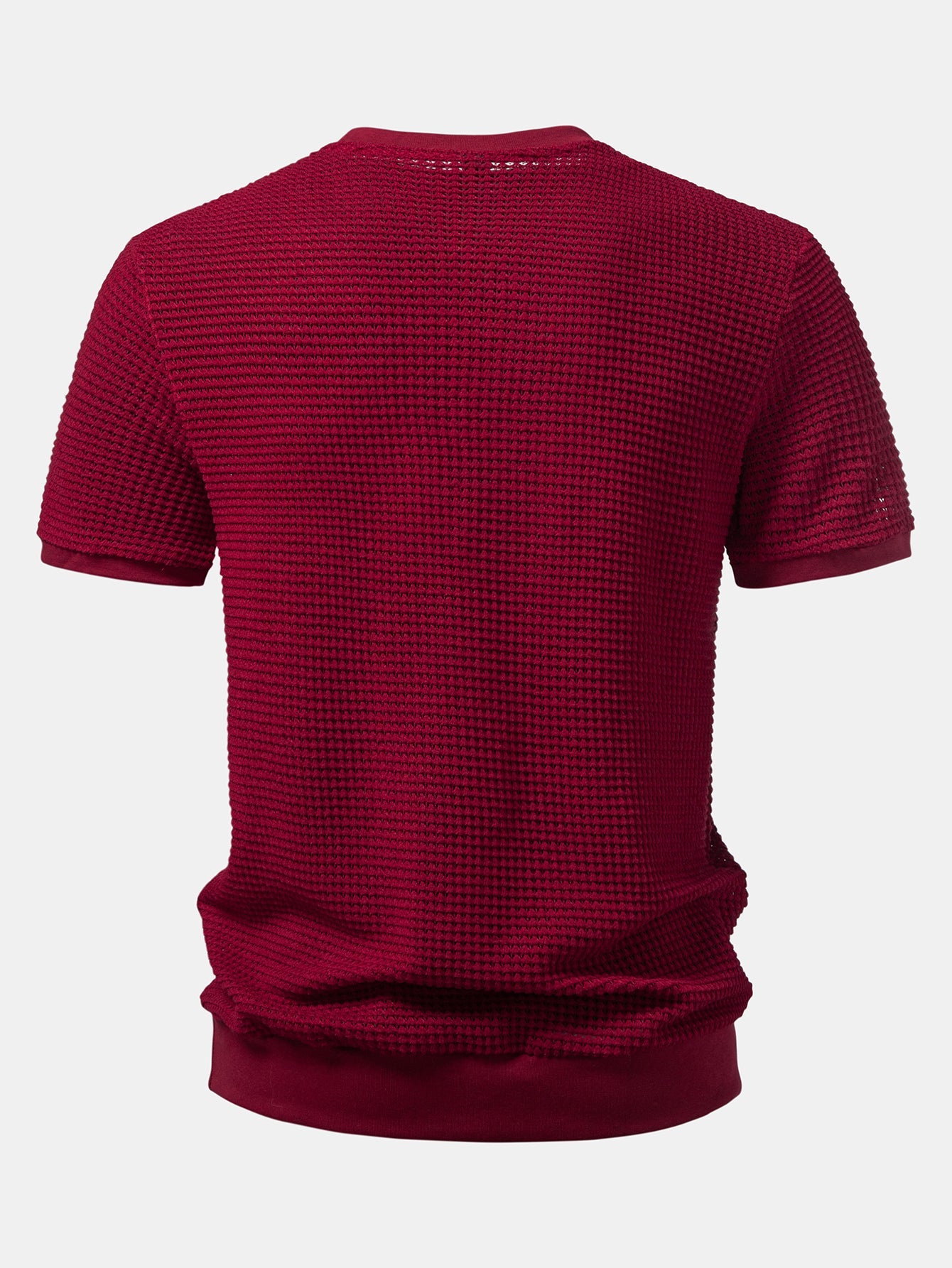 Short-Sleeve Waffle Ribbed Hem T-Shirt