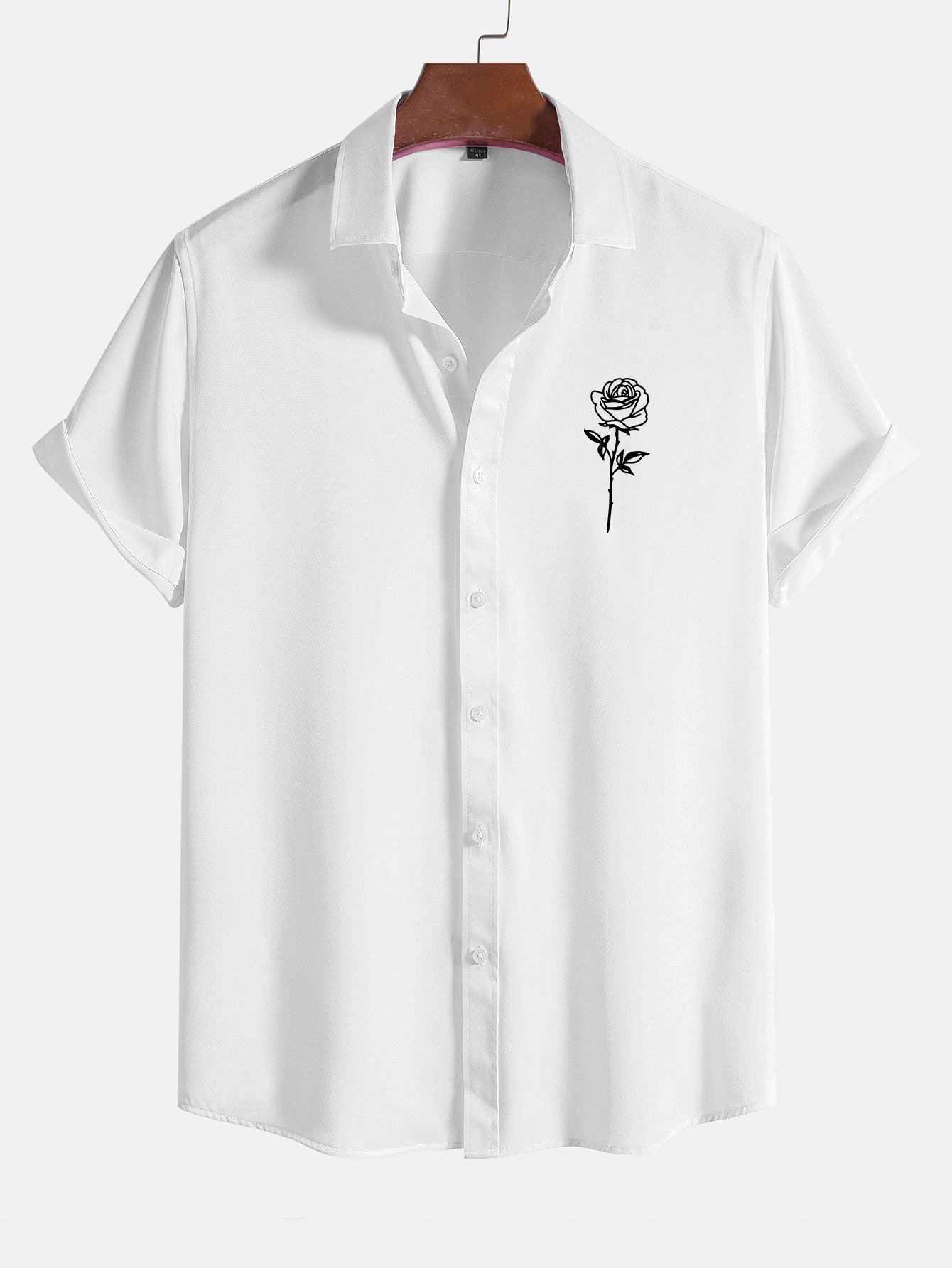 Rose Print Short Sleeve Shirts