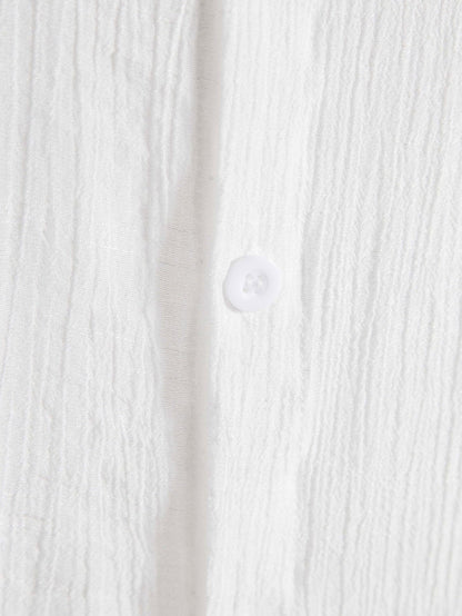 Light Crinkled Fabric Button Up Shirt