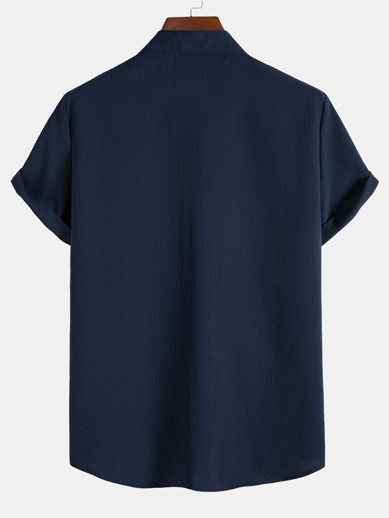 Crinkled Texture Stand Collar Shirt