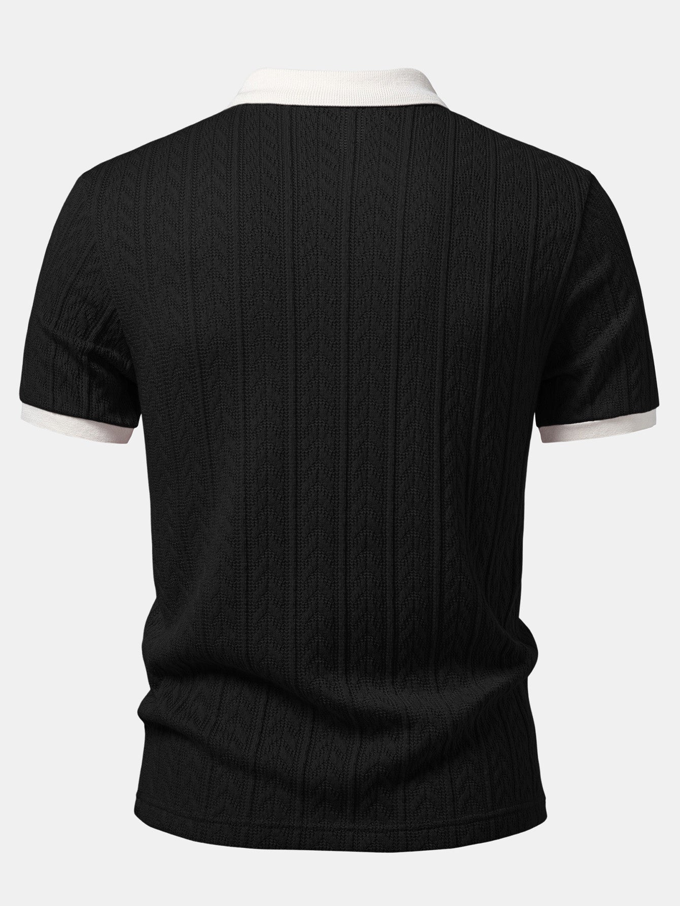 Wheat Ear Jacquard Zipper Knit Polo