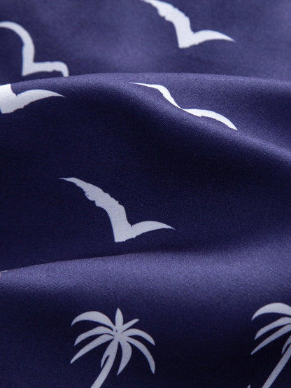 Palm Tree Seagull Print Swim Shorts