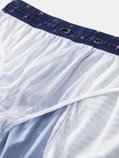 Flamingo Print Drawstring Swim Shorts