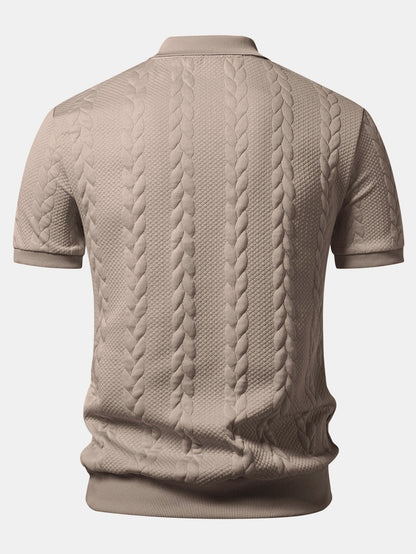 Twist Jacquard V Neck Polo