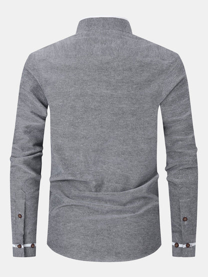 Long Sleeve Contrast Stand Collar Shirt