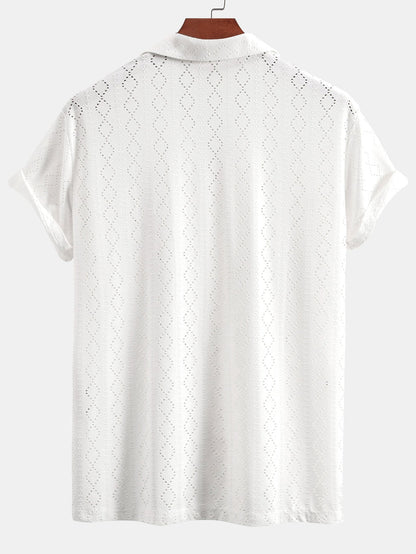 Muscle Fit Diamond Texture Cuban Shirt