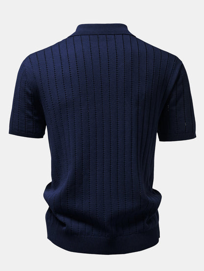 Stripe Button Up Open Knit Shirt