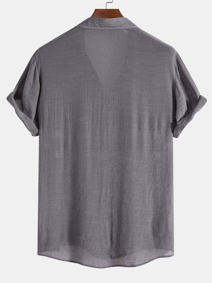 Light Crinkled Fabric Button Up Shirt