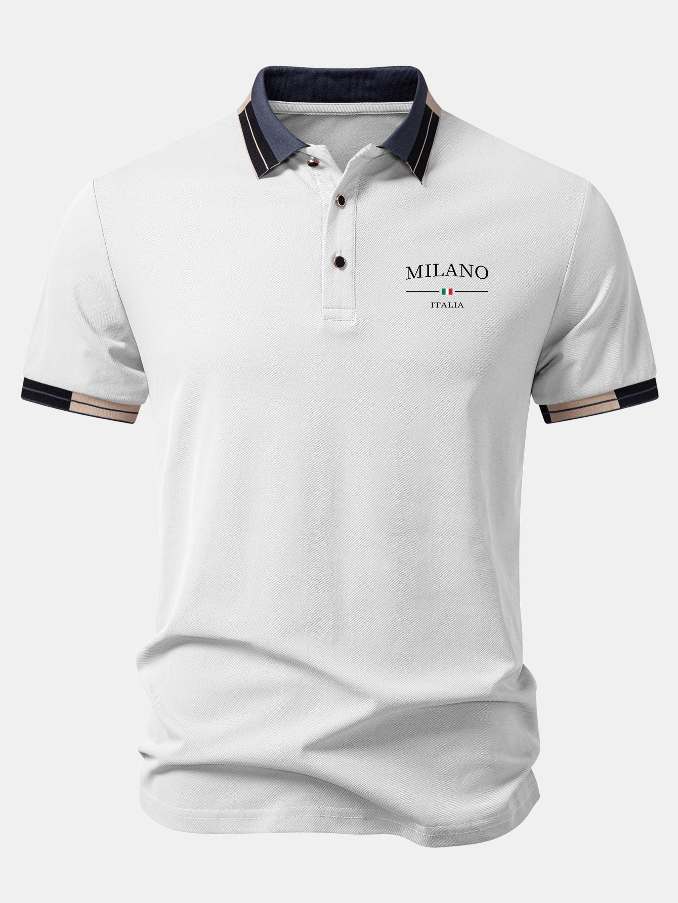 Milano Print Contrast Trim Polo