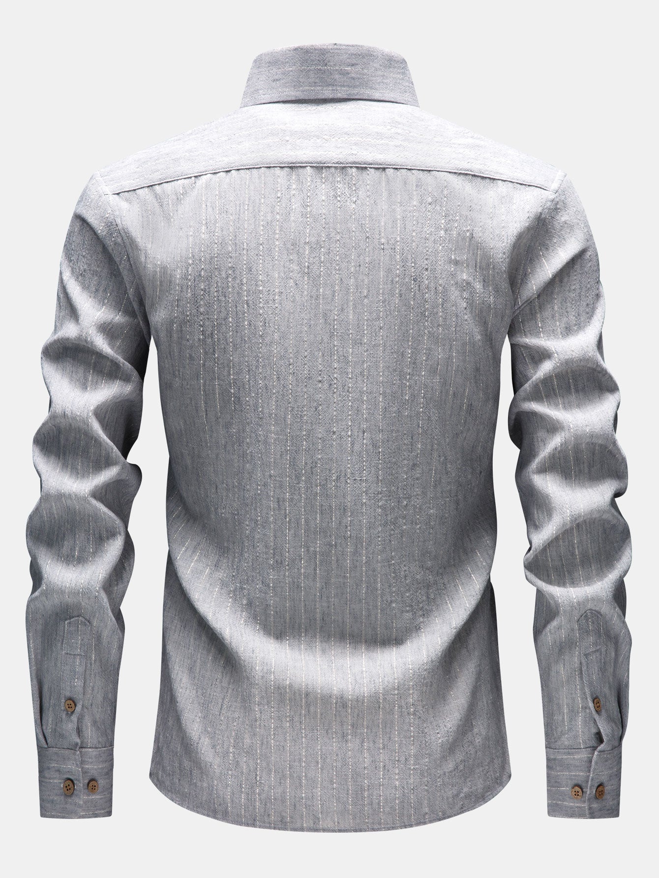 Long Sleeve Stripe Linen Look Button Up Shirt