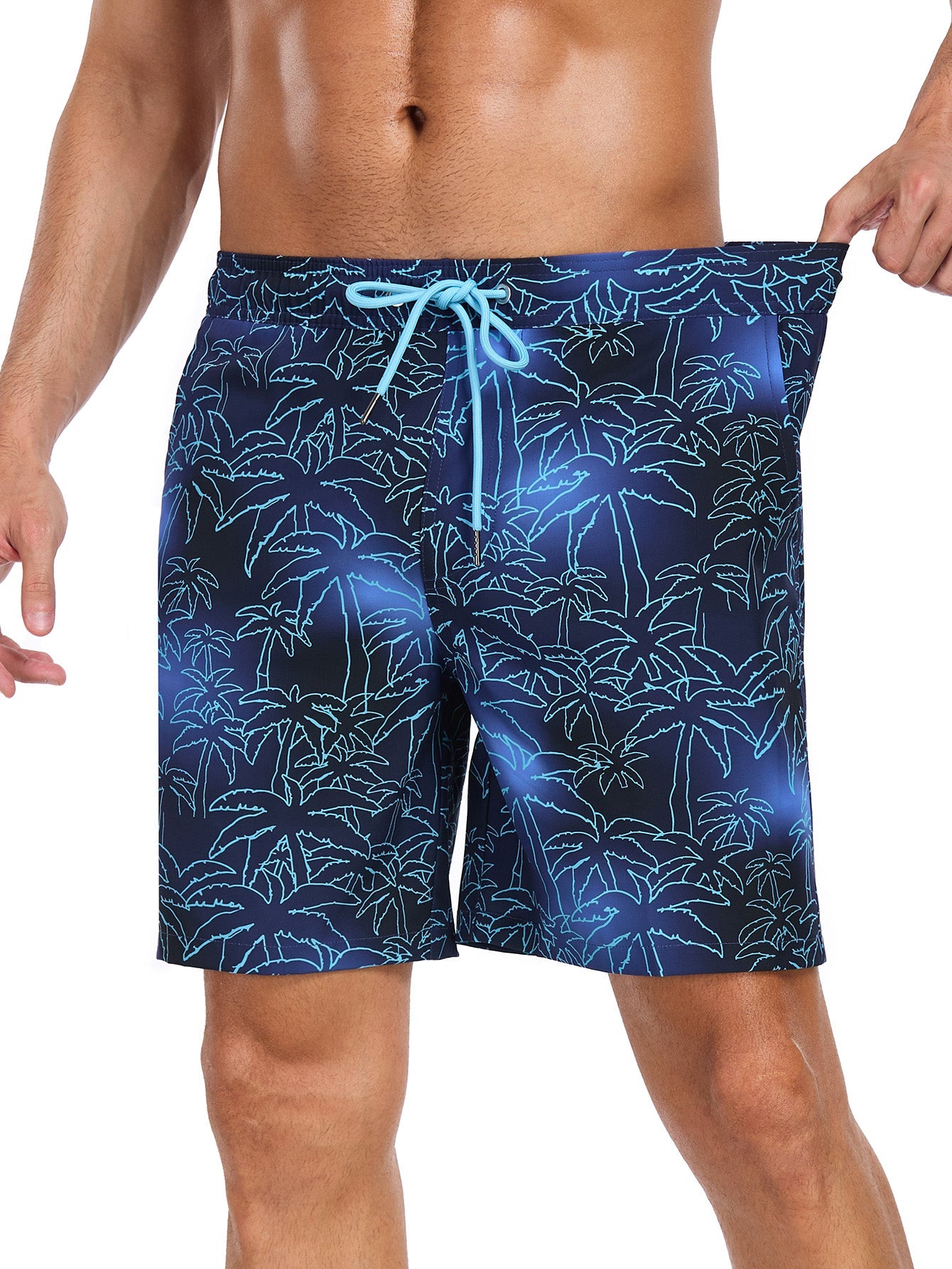 2 In 1 Palm Tree Print Swim Shorts