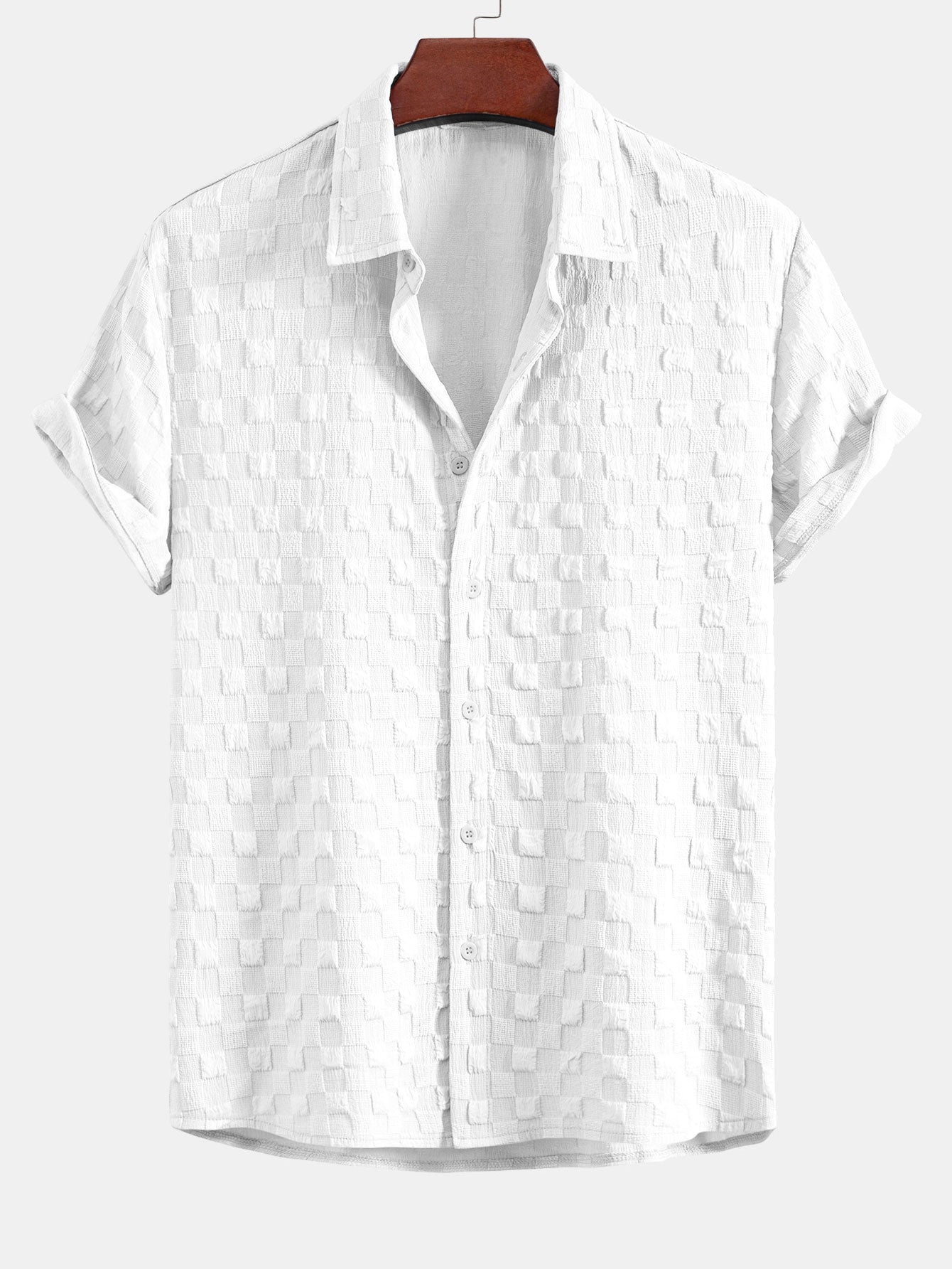 Checkerboard Textured Button Up Shirt