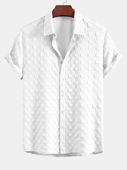 Checkerboard Textured Button Up Shirt