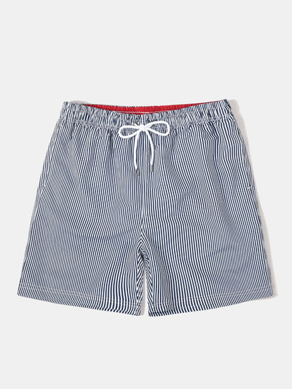 Vertical Striped Drawstring Swim Shorts