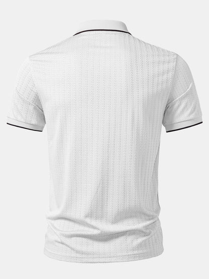 Contrast Trim Textured Knit Polo