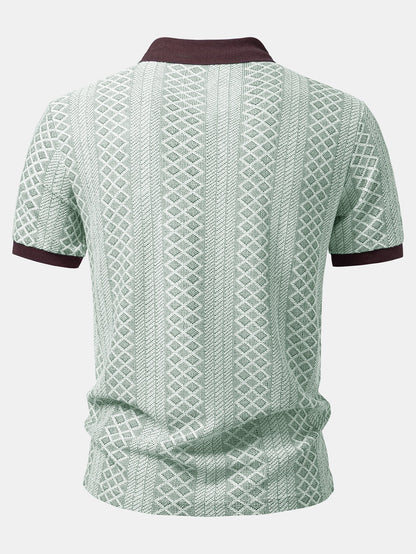Geometric Rhombus Jacquard Polo
