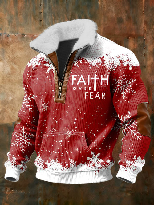 Men's Casual Christmas Faith Knit Sweatshirt