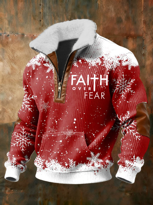 Men's Casual Christmas Faith Knit Sweatshirt